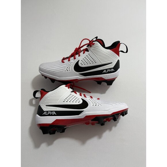 Nike Alpha Menace Strong Mens Size 13 White Black Red Football Cleats - Picture 1 of 10